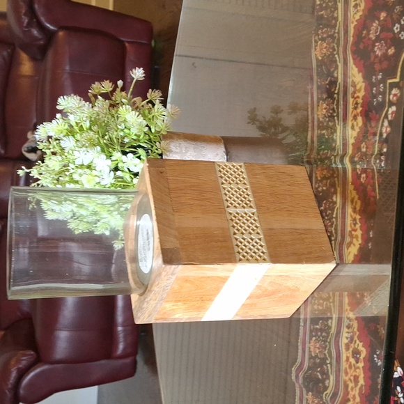 Pier 1 Wooden Box Pillar Candle Holders, NIB - Picture 1 of 4